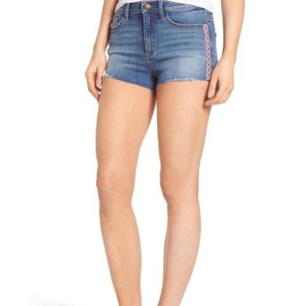 SP Black Label Blue Jean Cut Off Shorts With Embroidery Boho Details Siz…